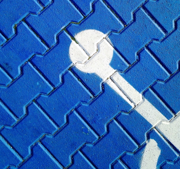 Détail d'un pictogramme associé au handicap sur pavés